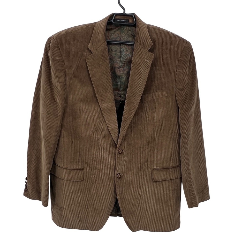 Oak‎ Hall Memphis Mens Corduroy Blazer Brown 46 Long 46L Sport Coat Jacket - CJ